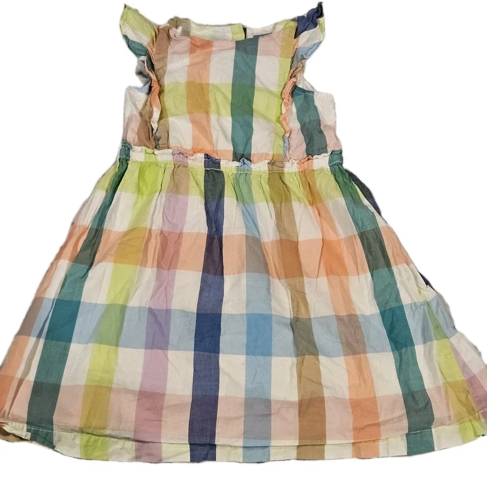 Baby Gap Girls‎ Pastel Plaid Dress Size 5 Flutter Sleeve Spring Easter